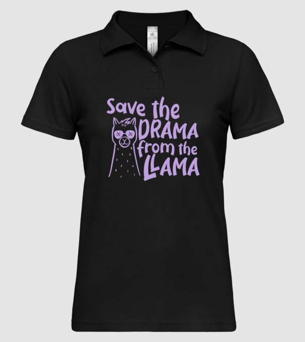 Save the drama from the llama model negru pe tricou
