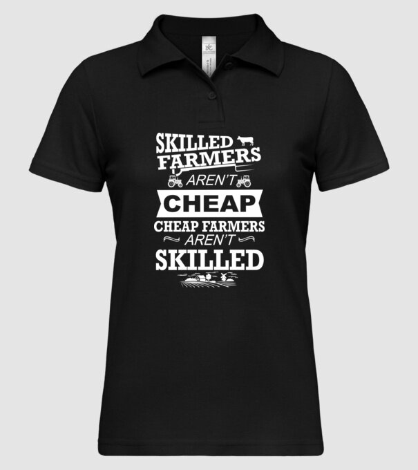 'Skilled farmers aren''t cheap Cu tractor' model negru pe tricou