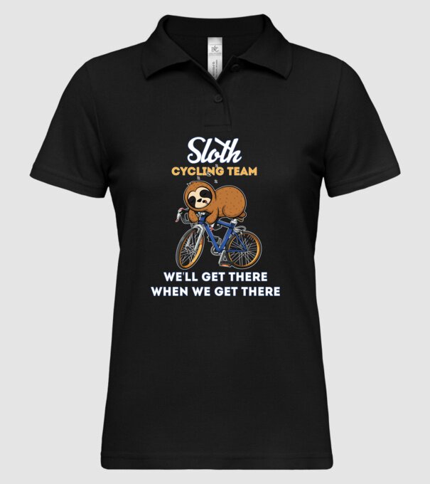 Sloth cycling team model negru pe tricou