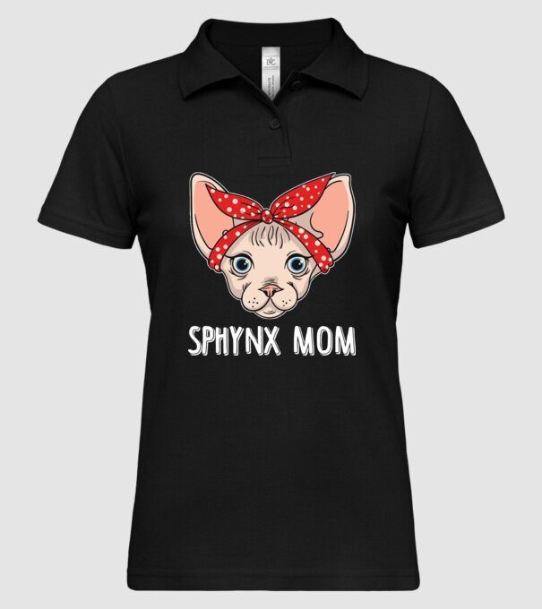 sphynx mom model negru pe tricou