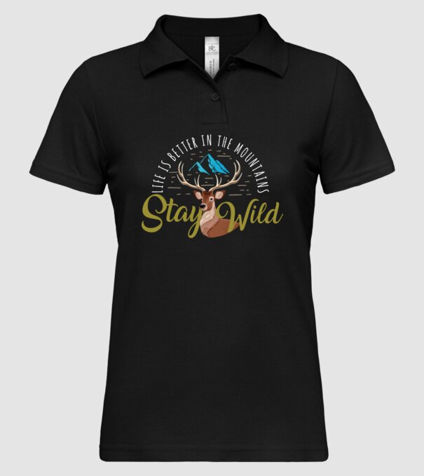Stay wild model negru pe tricou