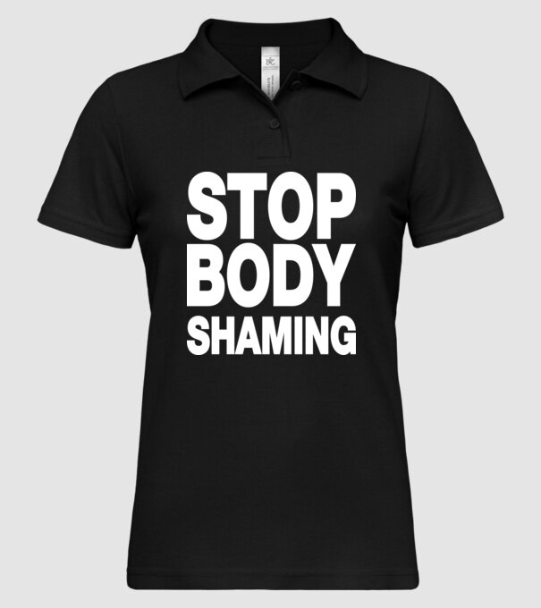 Stop body shaming helvetica model negru pe tricou
