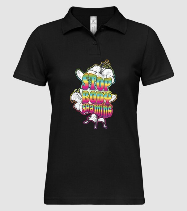 Stop body shaming lily model negru pe tricou