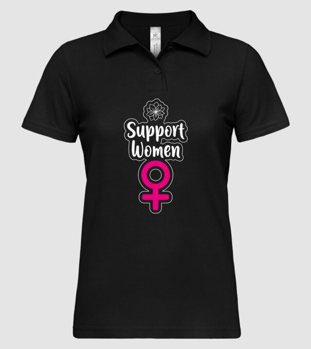 Support Women model negru pe tricou