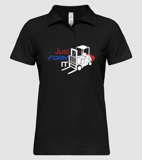 Targonca Just Fork It model negru pe tricou