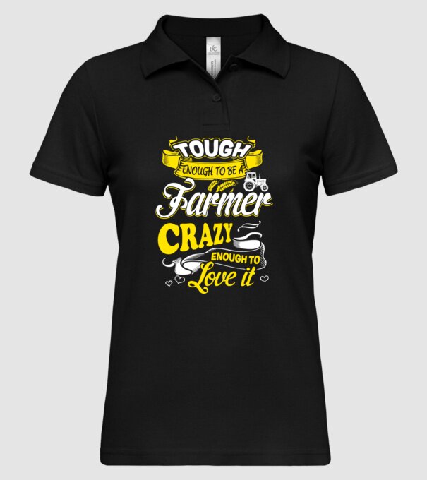 Tough enough to be a farmer Traktoros model negru pe tricou