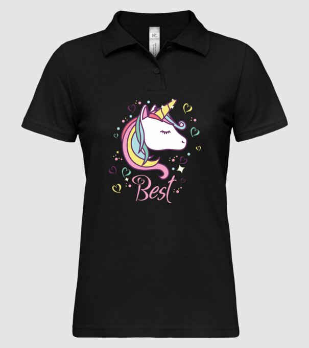 Unicorn Best model negru pe tricou