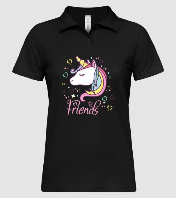 Unicorn Friend model negru pe tricou
