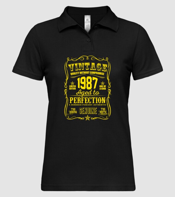 Vintage Perfection - 1987 model negru pe tricou