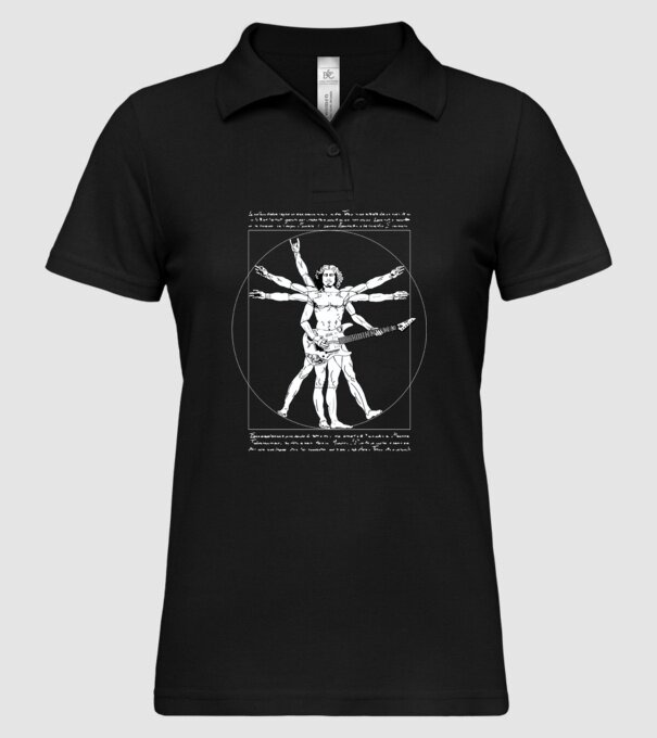 Vitruvius Guitar model negru pe tricou