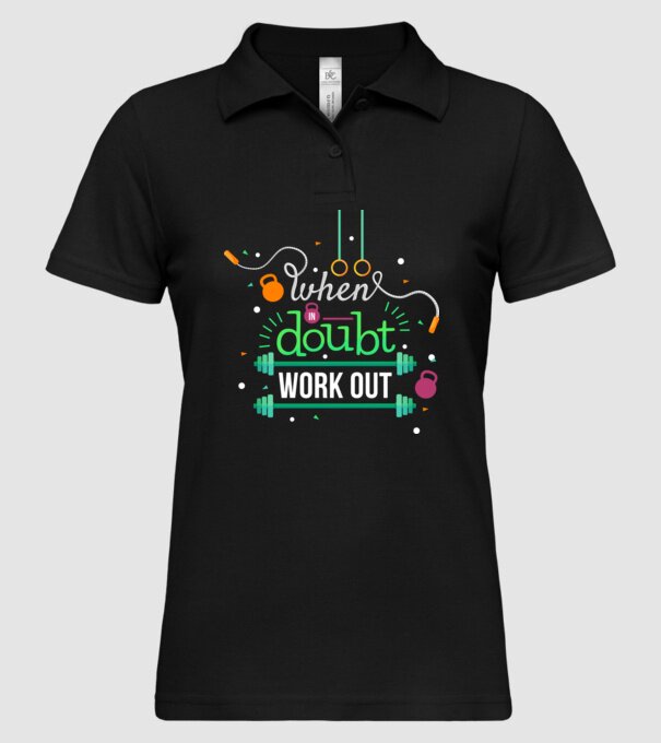 When in doubt model negru pe tricou