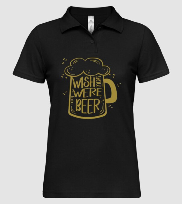 Wish u were beer model negru pe tricou