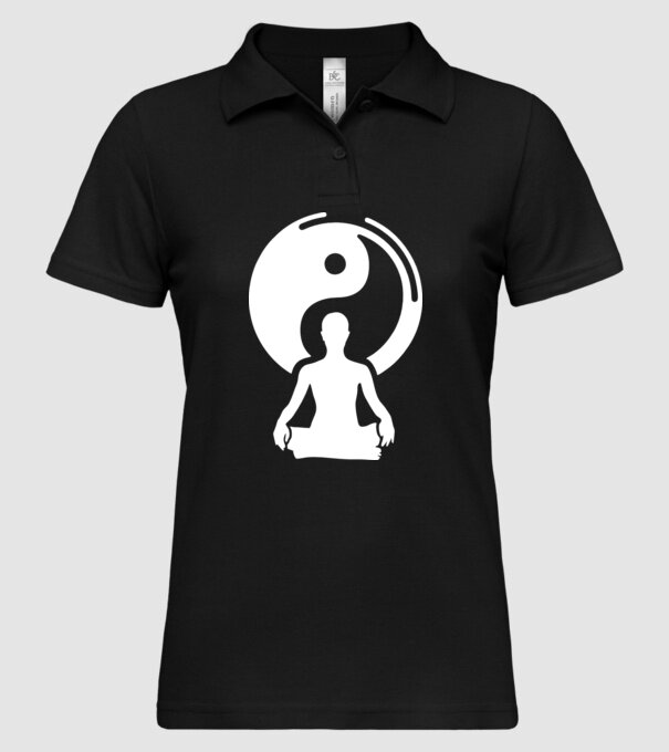 Meditație Yin yang model negru pe tricou
