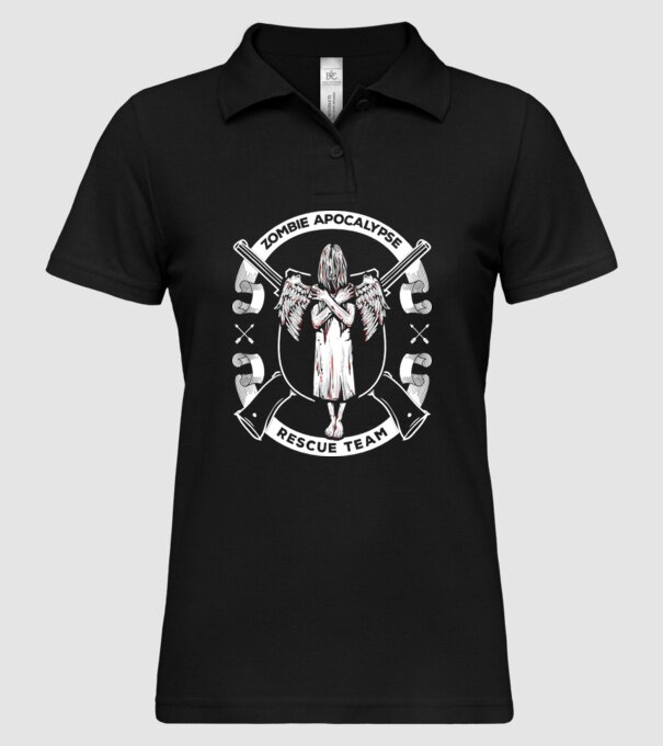 Zombie apocalypse rescue team angel model negru pe tricou