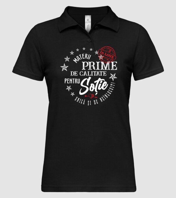 00_Materii prime de calitate pentru soție model negru pe tricou