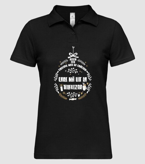 acesta este tricoul meu de Crăciun_care ma uit la televizor model negru pe tricou