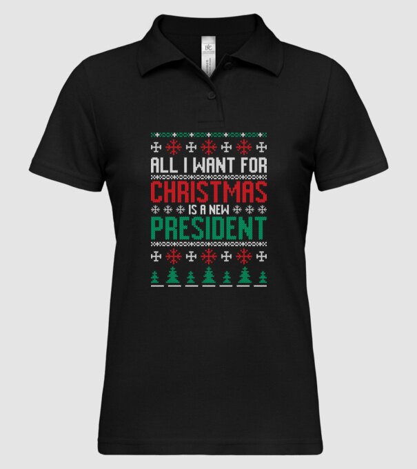 All I want for christmas model negru pe tricou