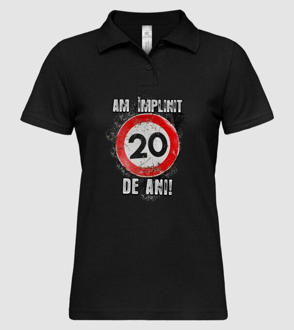 Am împlinit 20 de ani! model negru pe tricou