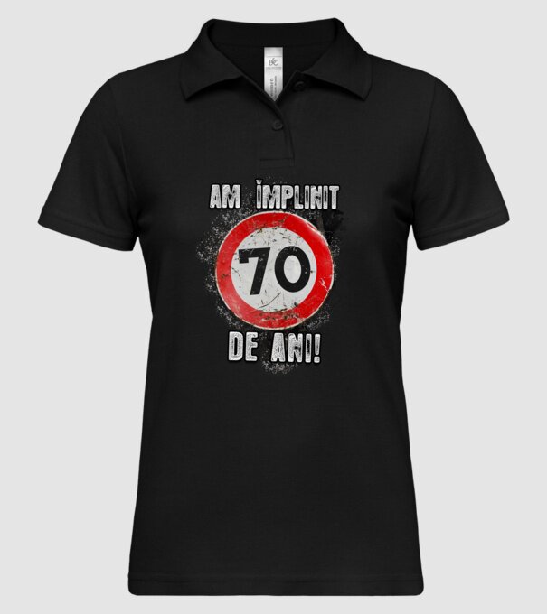 Am împlinit 70 de ani! model negru pe tricou