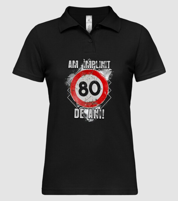 Am împlinit 80 de ani! model negru pe tricou