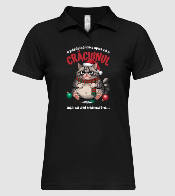 Am mâncat pasărea Crăciun pisică Negru model negru pe tricou