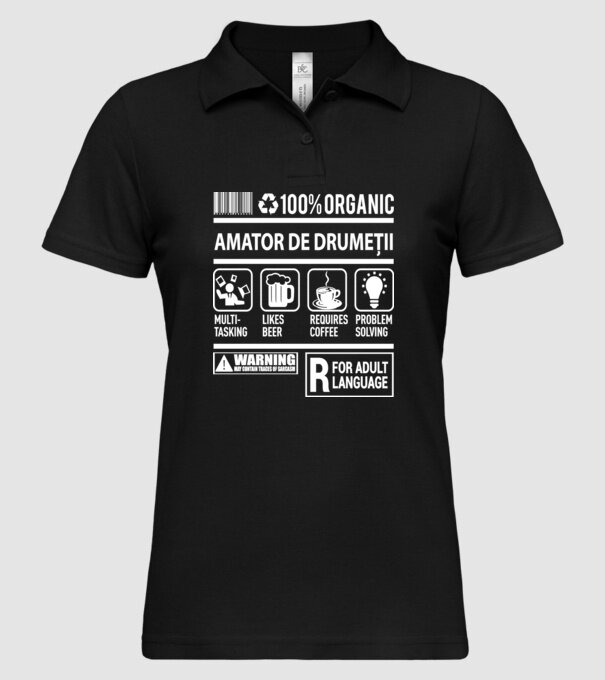 amator de drumeții model negru pe tricou