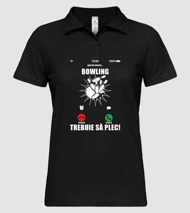 apel de intrare - bowling - respinge - acceptă - TREBUIE SĂ PLEC! model negru pe tricou