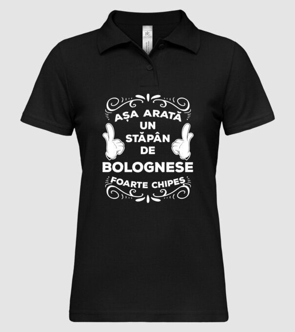Așa arată un stăpân de Bolognese foarte chipeș model negru pe tricou