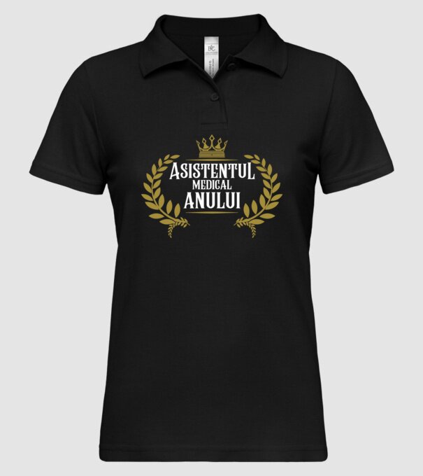 Asistentul medical al anului model negru pe tricou