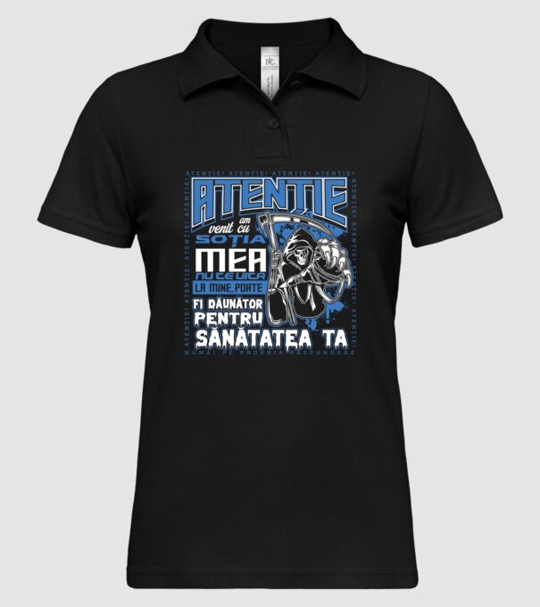 Atenție Am venit cu soția mea model negru pe tricou