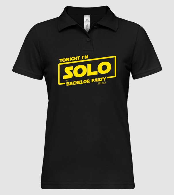 Bachelor Party Solo model negru pe tricou