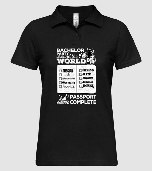 Bachelor Party World tour model negru pe tricou