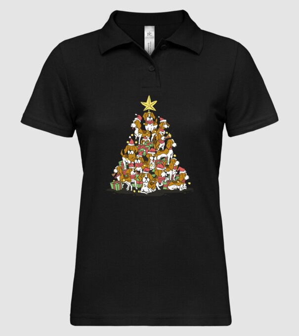 beagle christmas tree model negru pe tricou
