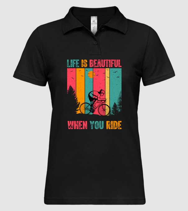 Beautiful ride model negru pe tricou