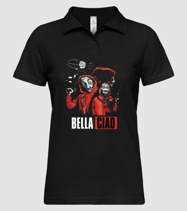 bella ciao money heist model negru pe tricou