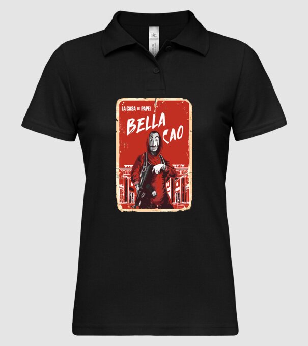 bella ciao poster retro model negru pe tricou