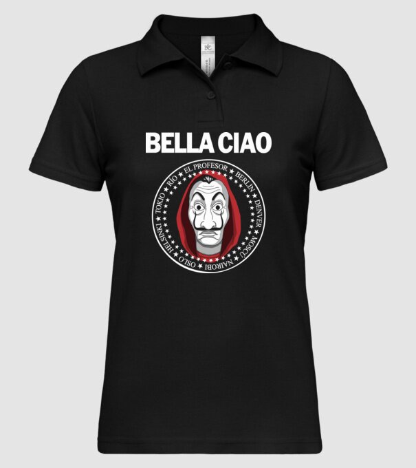 bella ciao stroke white model negru pe tricou