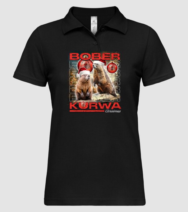 Bober kurwa christmas universe model negru pe tricou