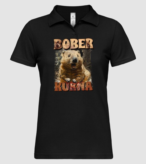 BOBER wombat model negru pe tricou