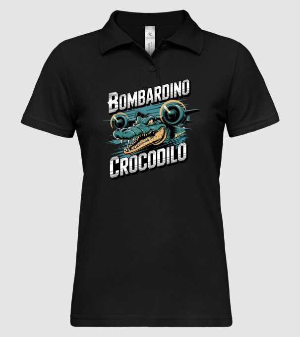 Bombardino Crocodilo 2 model negru pe tricou