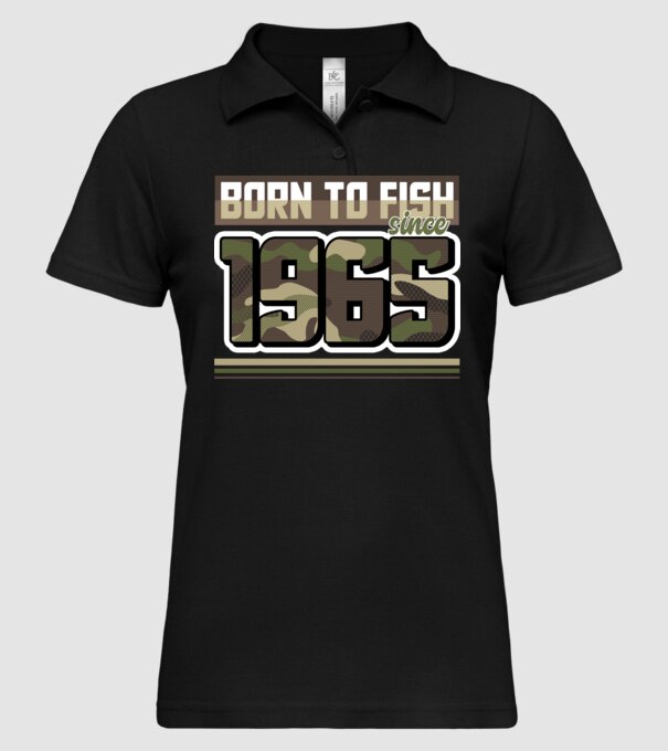 Born to fish since 1965 model negru pe tricou