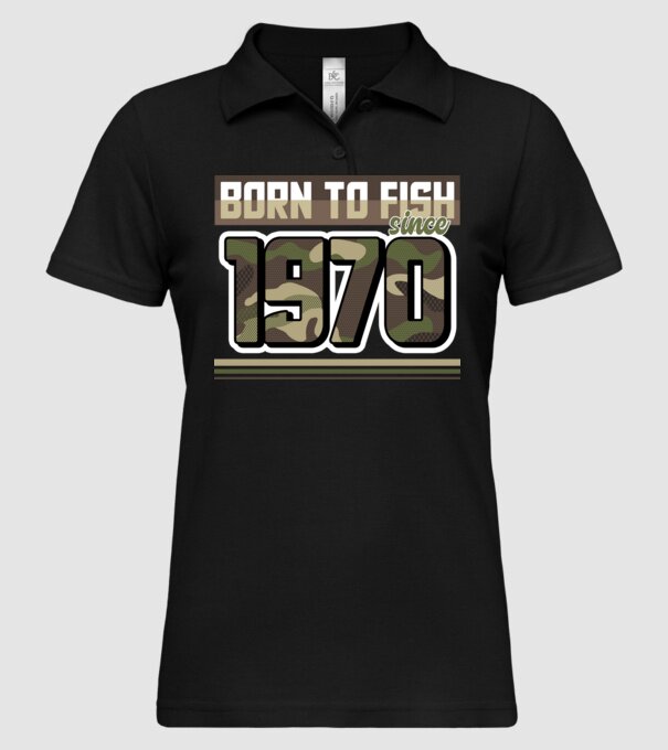 Born to fish since 1970 model negru pe tricou