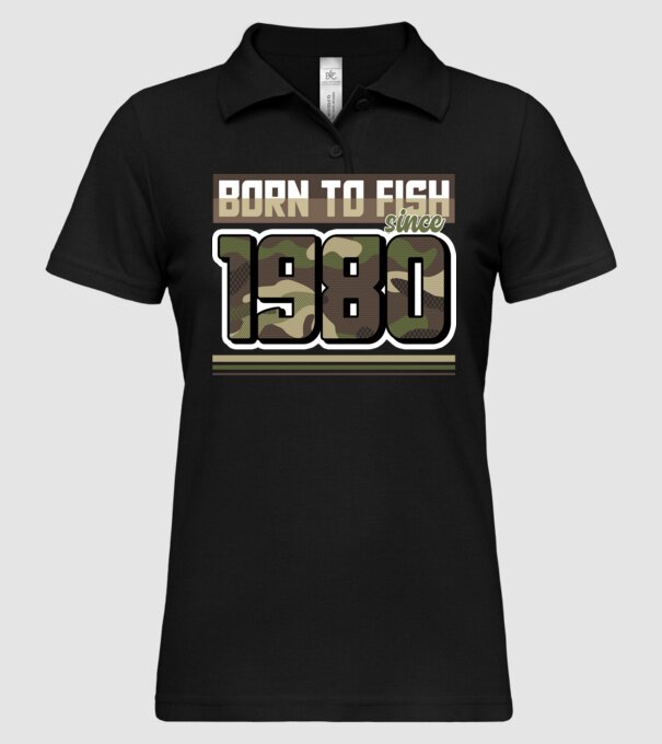 Born to fish since 1980 model negru pe tricou