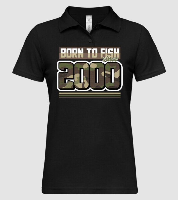 Born to fish since 2000 model negru pe tricou