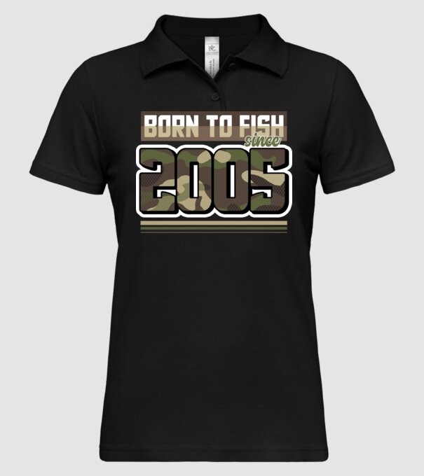 Born to fish since 2005 model negru pe tricou