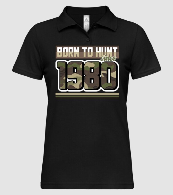 Born to hunt since 1980 model negru pe tricou