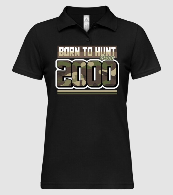 Born to hunt since 2000 model negru pe tricou