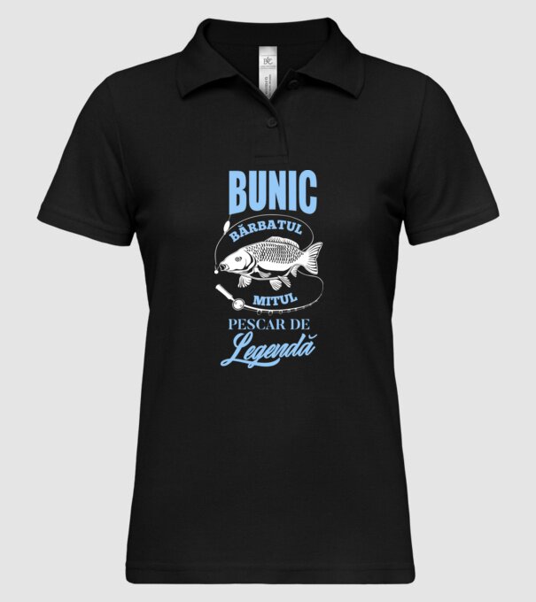 Bunic - bărbatul, mitul, pescar de legendă model negru pe tricou