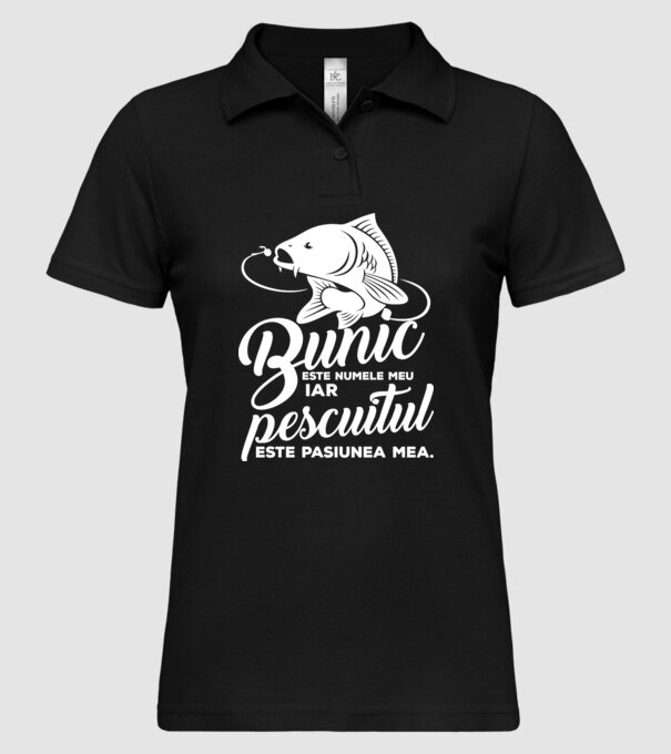 Bunic este numele meu, iar pescuitul este pasiunea mea model negru pe tricou
