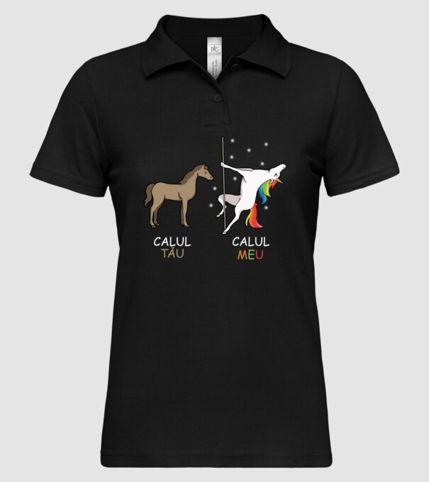 calul tău - calul meu model negru pe tricou
